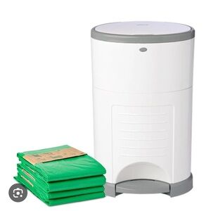 Dekor classic Diaper Pail in White and Gray with refill bags